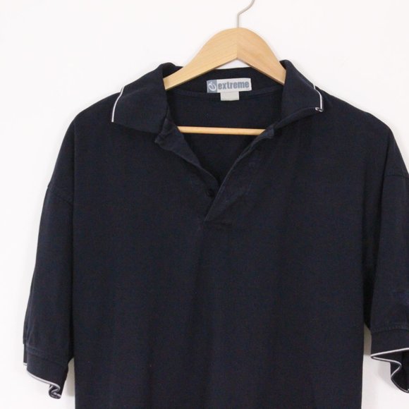 *Extreme Black Polo with White Stripes - Picture 3 of 5